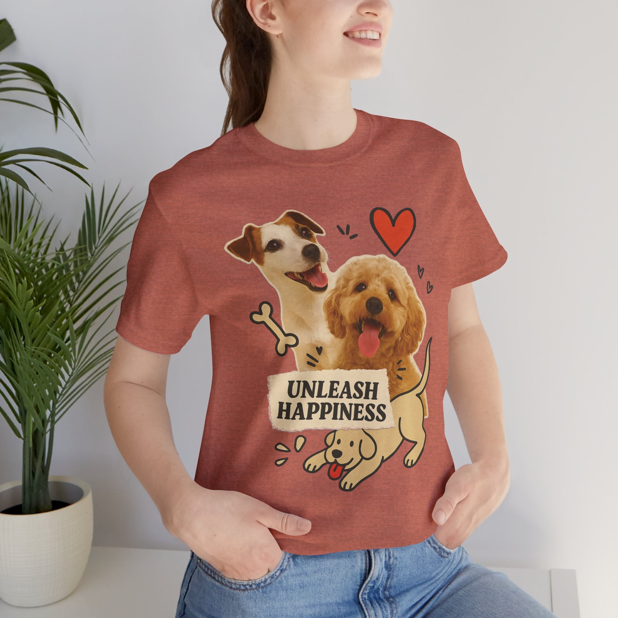 Cute Dog Lover Tee - Unleash Happiness Shirt, Pet Owner Gift, Animal Lover Apparel, Casual Wear, Birthday Gift
