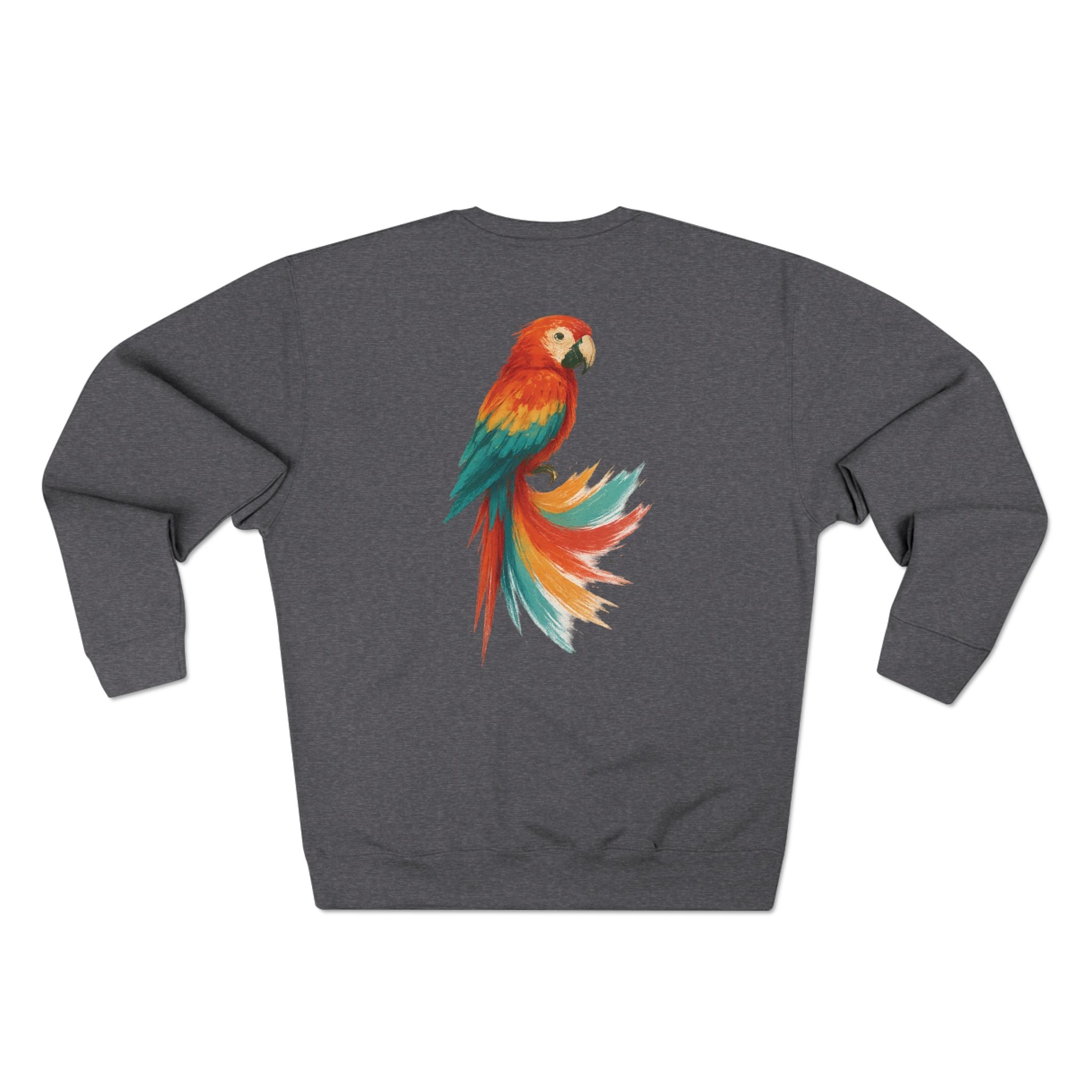 Colorful Parrot Unisex Crewneck Sweatshirt with Back Print, Gift for Bird Lovers, Cute Casual Wear, Artsy Vibe, Ideal for Cozy Days, Birthday Gift