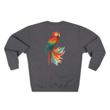 Colorful Parrot Unisex Crewneck Sweatshirt with Back Print, Gift for Bird Lovers, Cute Casual Wear, Artsy Vibe, Ideal for Cozy Days, Birthday Gift
