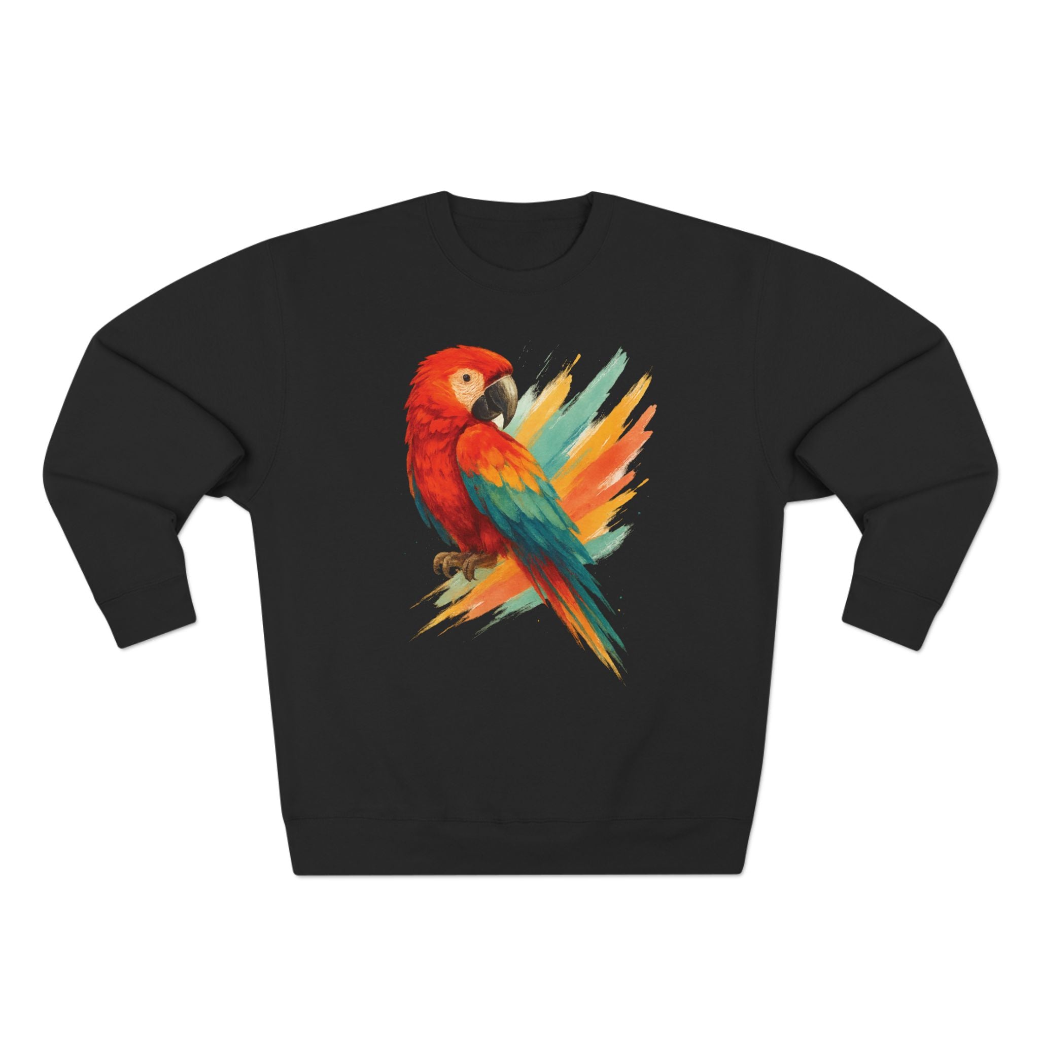 Colorful Parrot Unisex Crewneck Sweatshirt with Back Print, Gift for Bird Lovers, Cute Casual Wear, Artsy Vibe, Ideal for Cozy Days, Birthday Gift