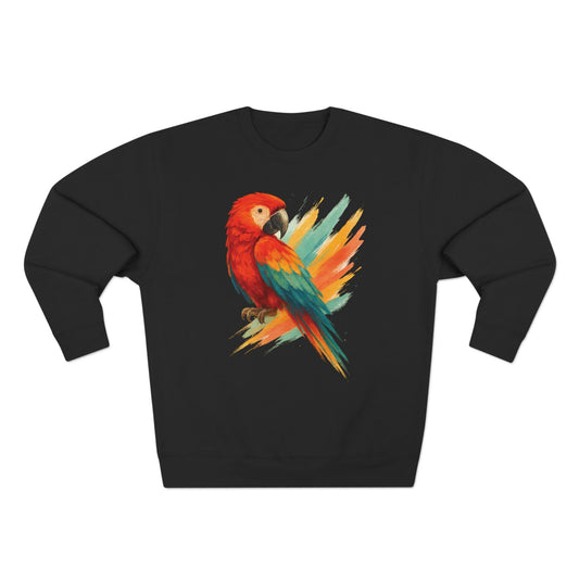 Colorful Parrot Unisex Crewneck Sweatshirt with Back Print, Gift for Bird Lovers, Cute Casual Wear, Artsy Vibe, Ideal for Cozy Days, Birthday Gift