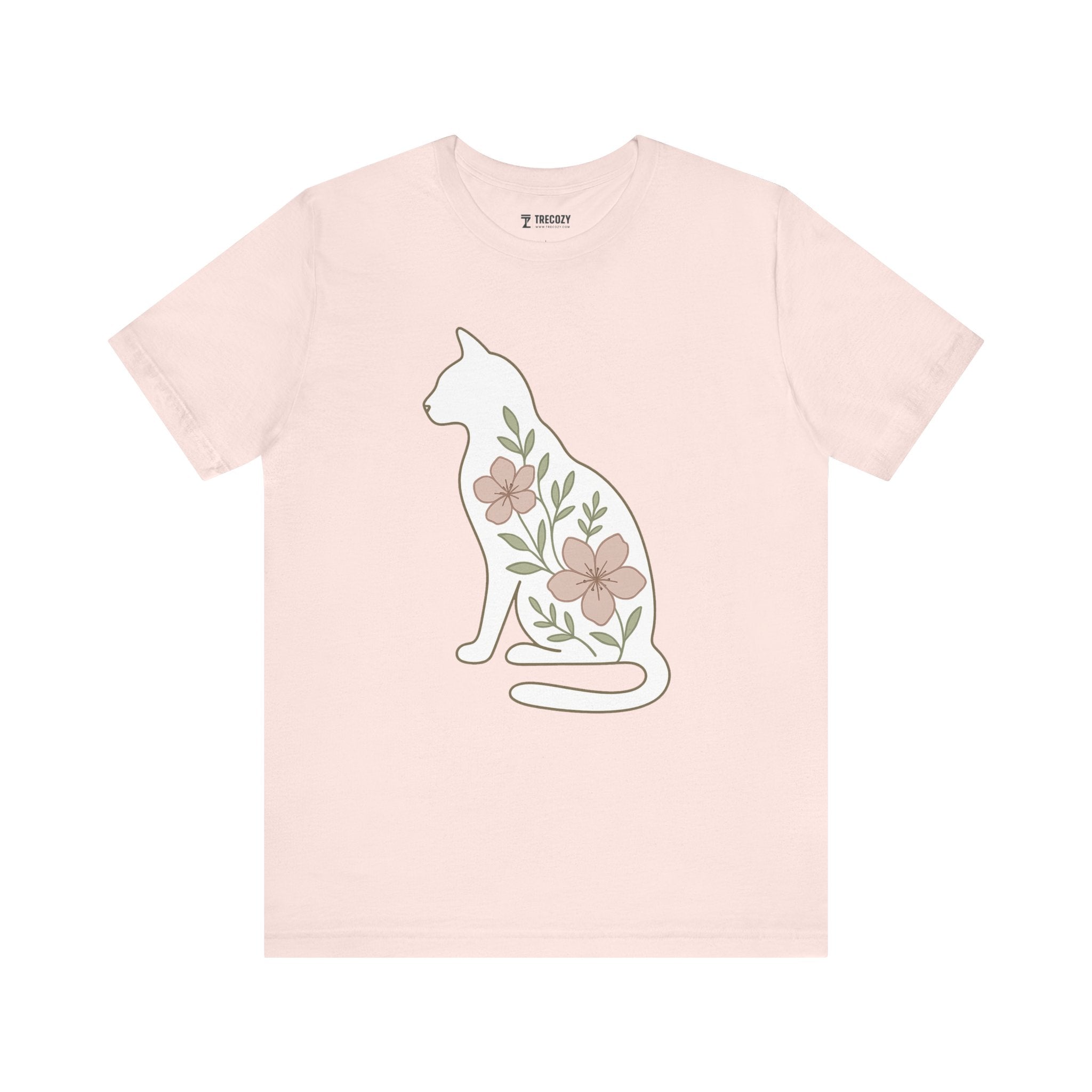 Floral Cat Tee, Cozy Cat Lover Shirt, Gift for Pet Owners, Cute Animal Top, Nature Inspired Fashion