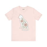 Floral Cat Tee, Cozy Cat Lover Shirt, Gift for Pet Owners, Cute Animal Top, Nature Inspired Fashion