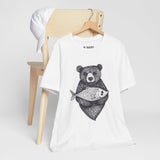 Bear with Fish – Woodland Animal T-Shirt, Nature-Inspired Graphic Tee
