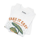 Take It Easy and Enjoy Life – Japanese Ukiyo-e Samurai Frog T-Shirt, Zen Warrior Graphic Tee