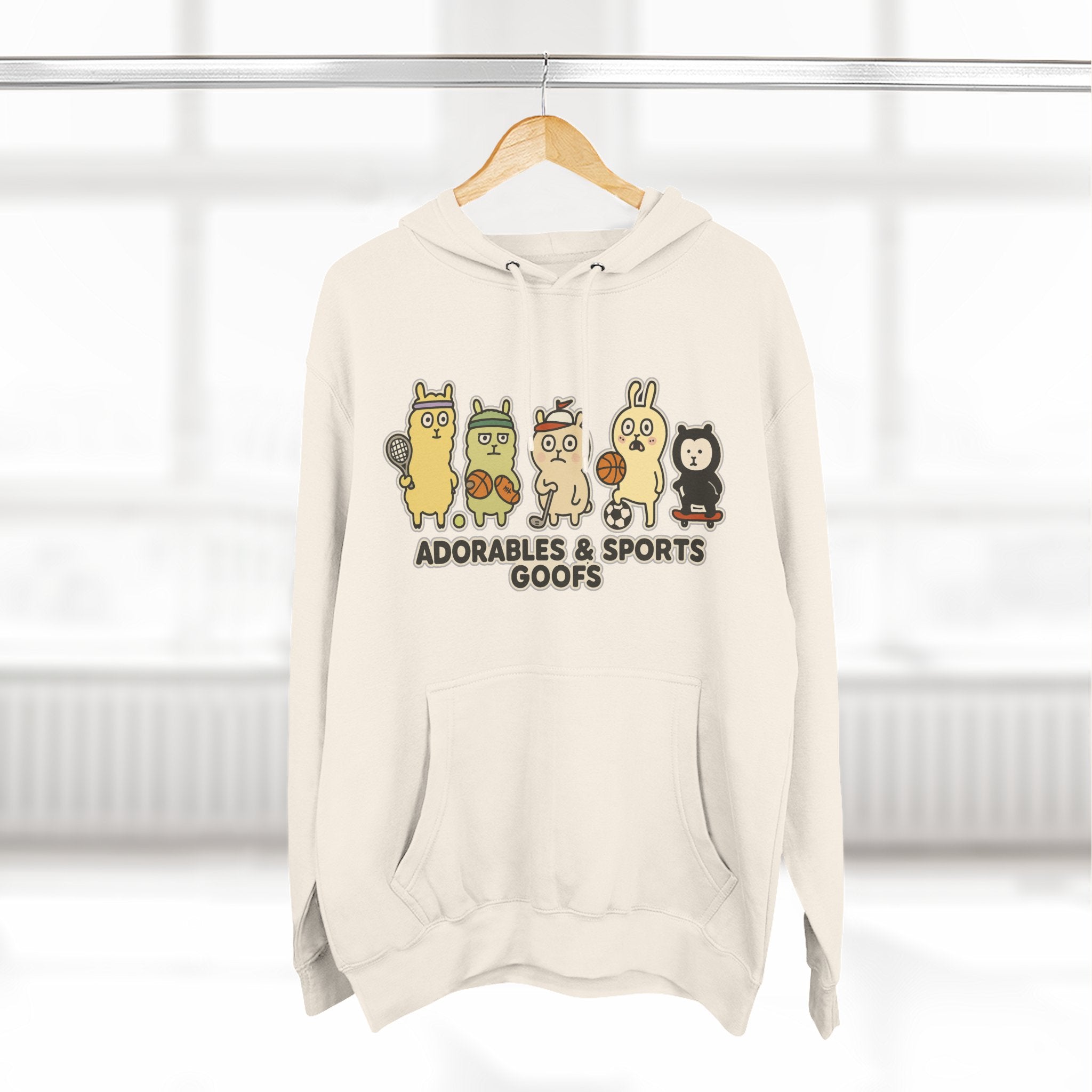 Adorable Characters Fleece Hoodie, Cozy Sweatshirt, Relaxed Apparel, Gift for Friends, Casual Wear, Chill Hoodie