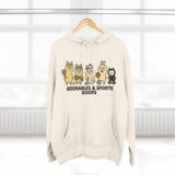 Adorable Characters Fleece Hoodie, Cozy Sweatshirt, Relaxed Apparel, Gift for Friends, Casual Wear, Chill Hoodie