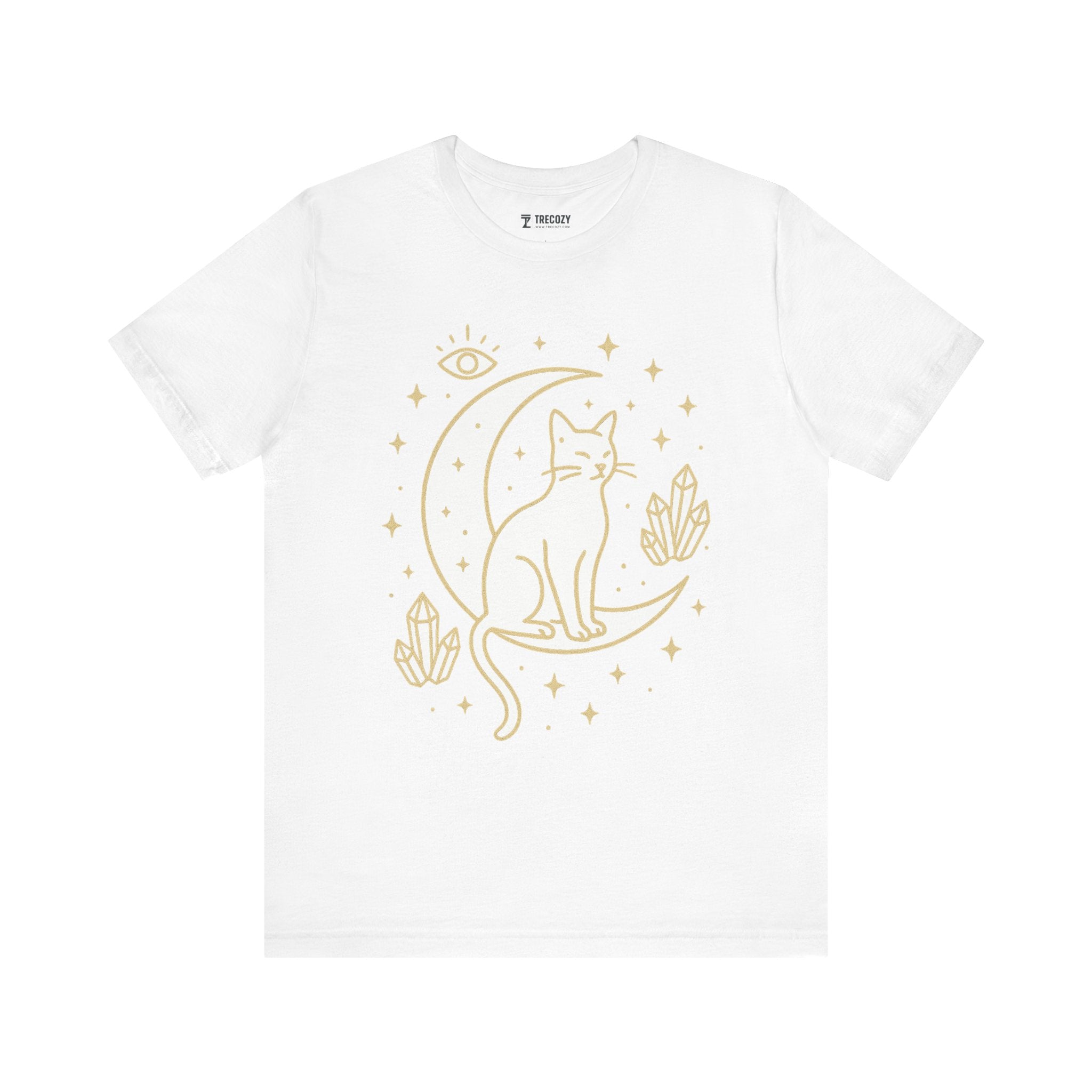 Cat with Crystals Tee, Cozy Cat Lover Shirt, Gift for Pet Owners, Trending Cute Animal Top, Cute Cat Tee