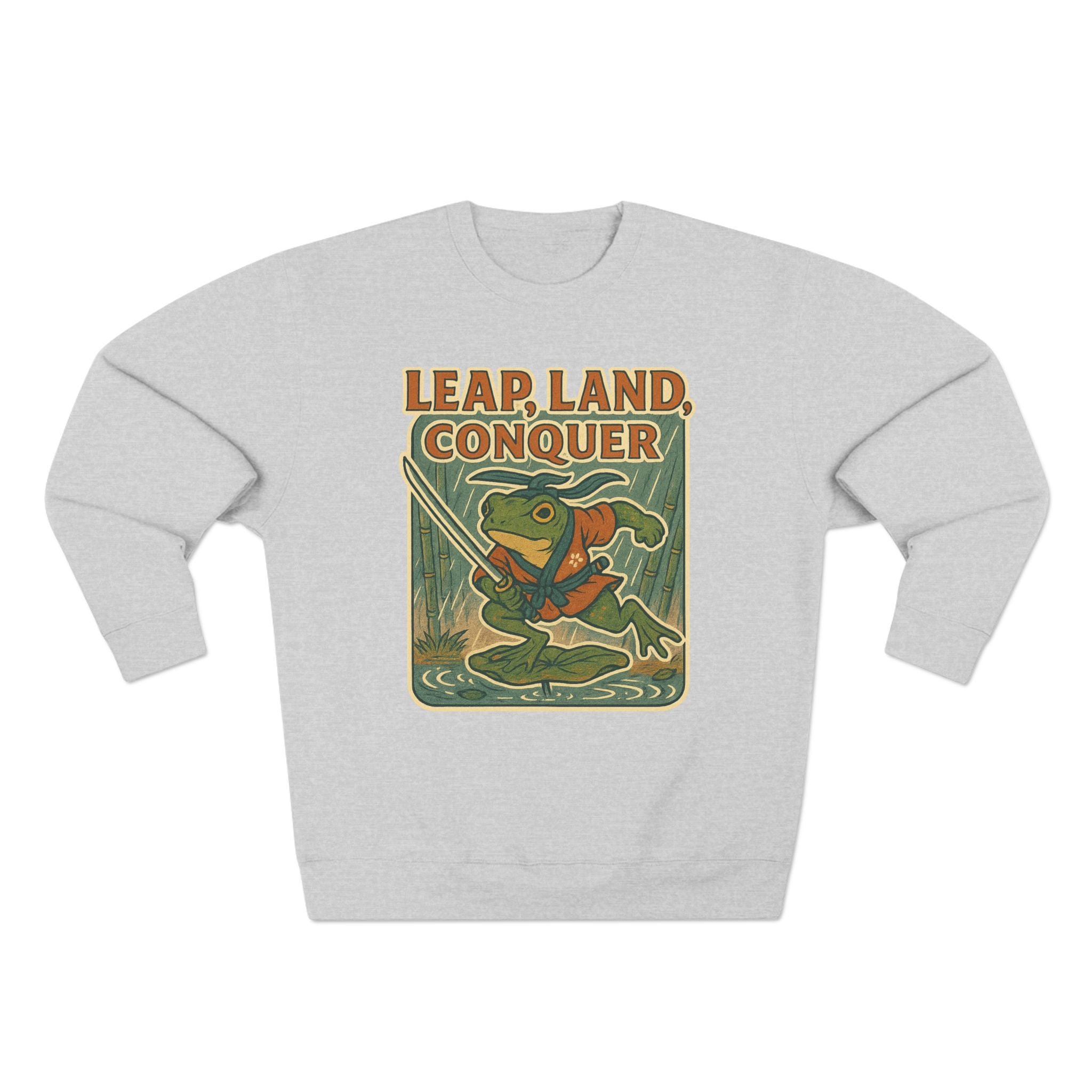 Ukiyo-e Whimsical Frog Adventure Sweatshirt | Leap Land Conquer Unisex Crewneck | Perfect for Nature Lovers, Gift for Friends, Cozy Casual Wear
