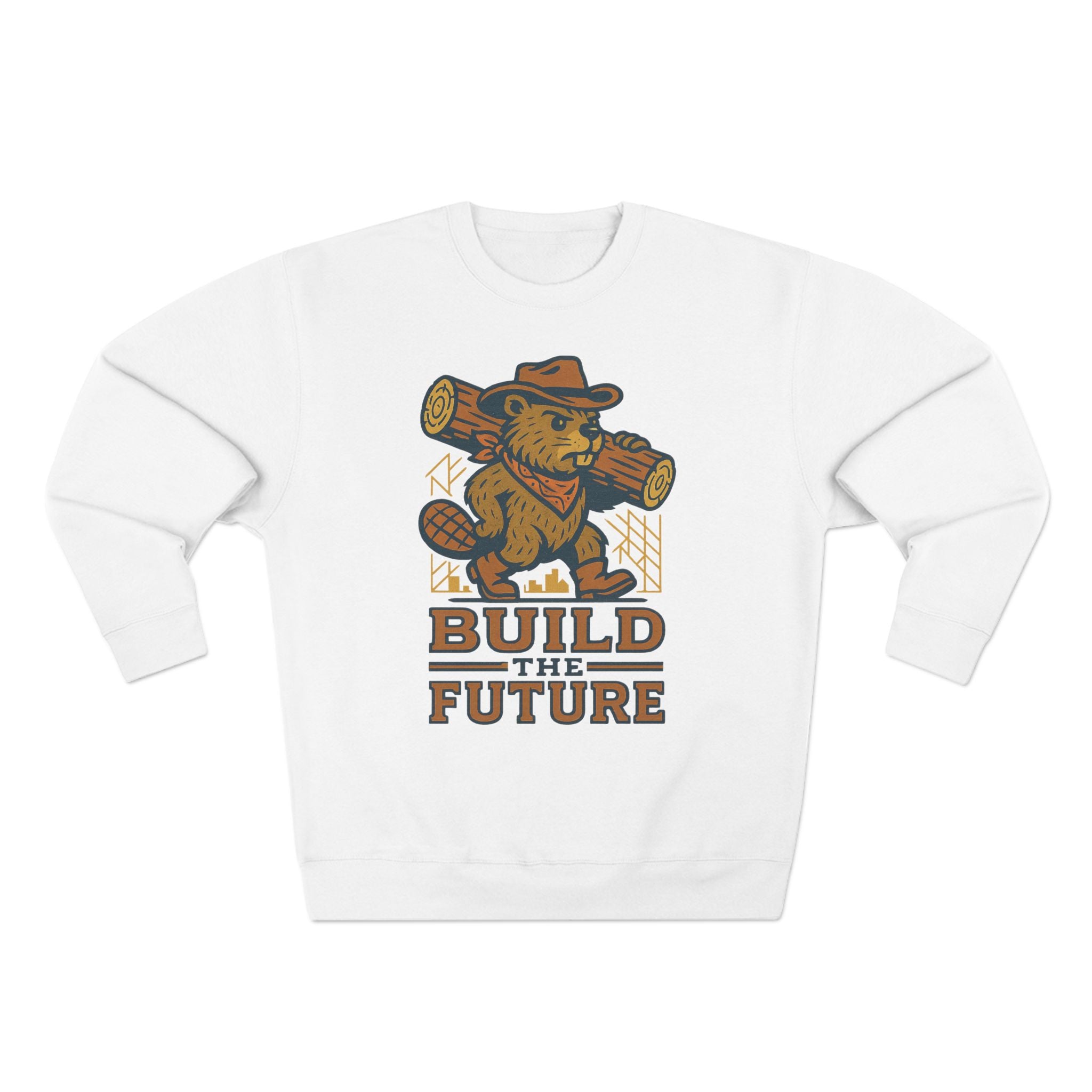 Cozy Unisex Beaver Crewneck Sweatshirt - Build the Future, Inspirational Gift for Dreamers, Casual Layer for Nature Lovers, Comfortable