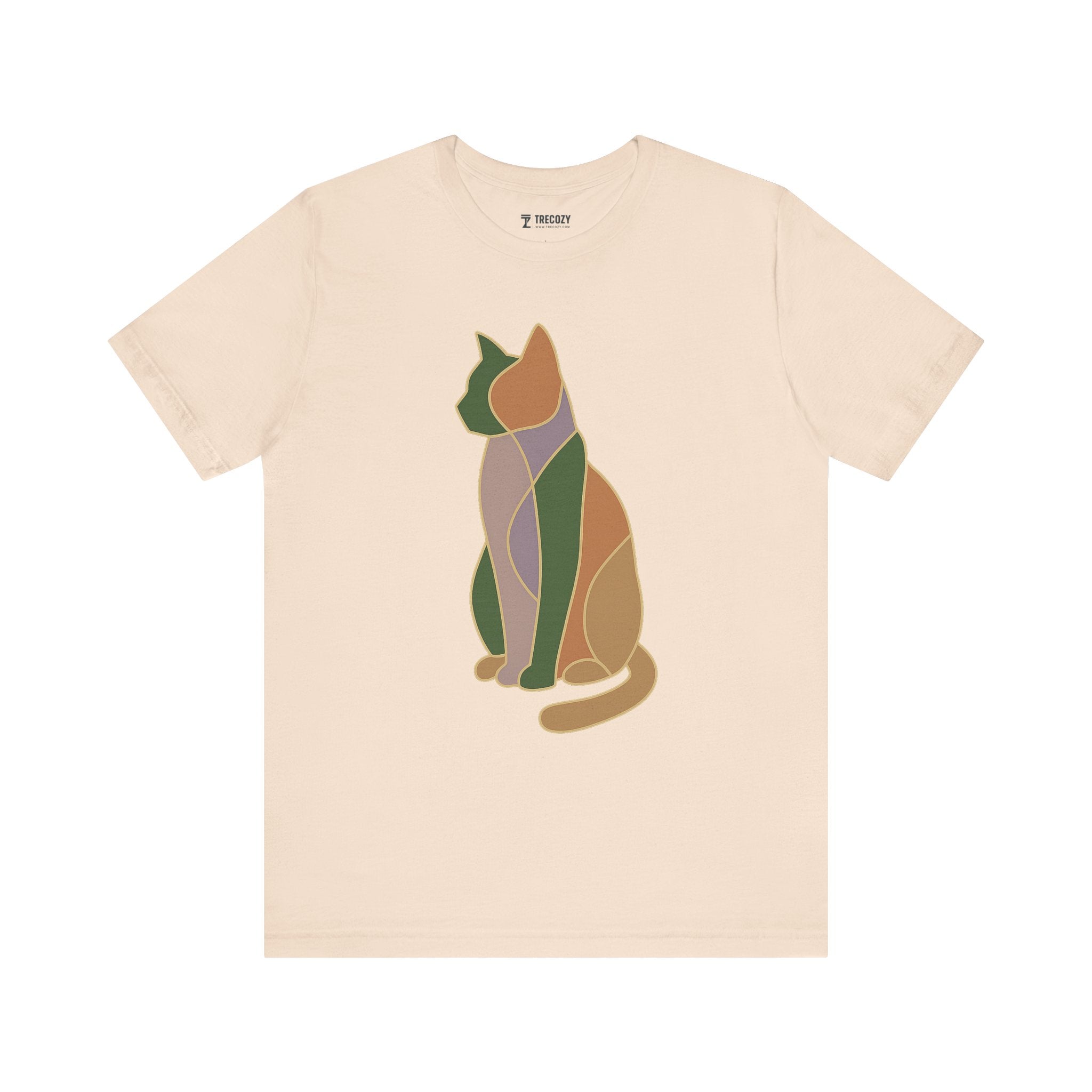 Colorful Geometric Cat Tee, Cozy Cat Lover Shirt, Gift for Pet Owners, Trending Cute Animal Top, Cute Cat Tee