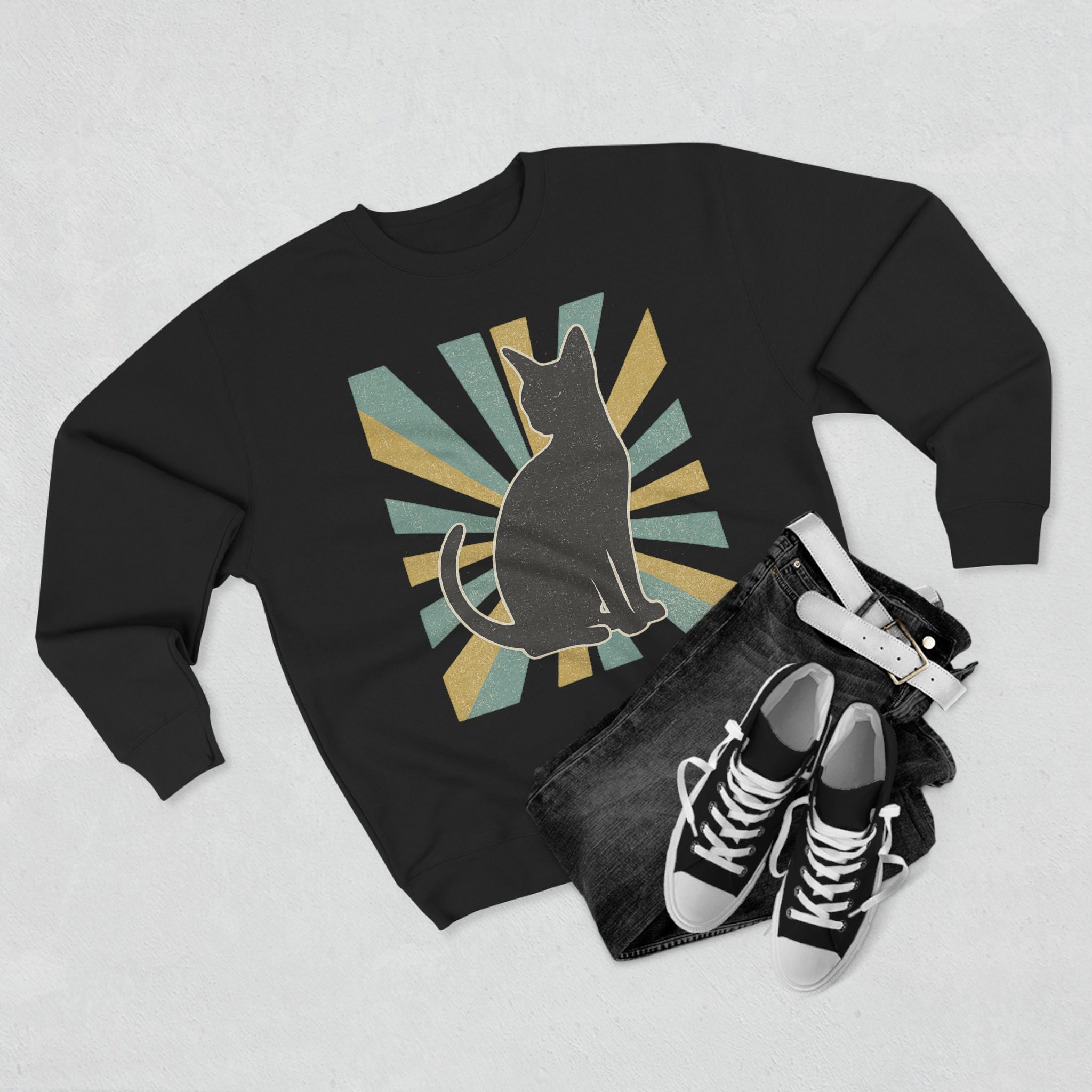 Vintage Cat Sweatshirt, Perfect Gift for Cat Lovers, Casual Wear, Animal Lovers, Fall Fashion, Unisex Crewneck