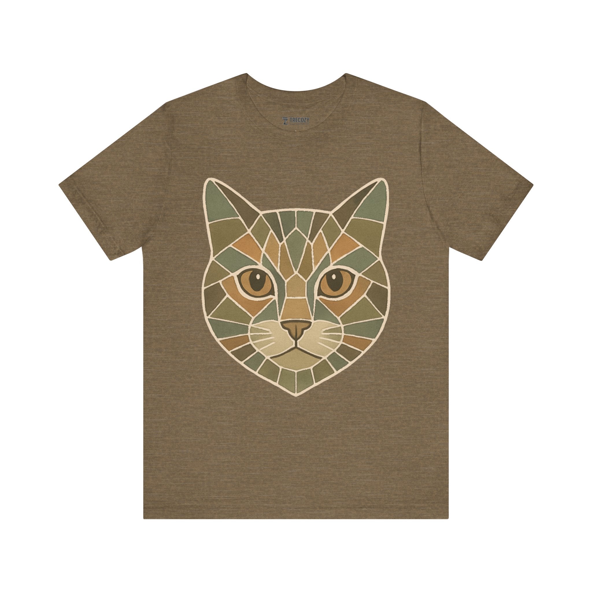 Geometric Cat Tee, Cozy TShirt, Gift for Pet Owners, Trending Cute Animal Top, Cute Cat Tshirt