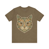 Geometric Cat Tee, Cozy TShirt, Gift for Pet Owners, Trending Cute Animal Top, Cute Cat Tshirt