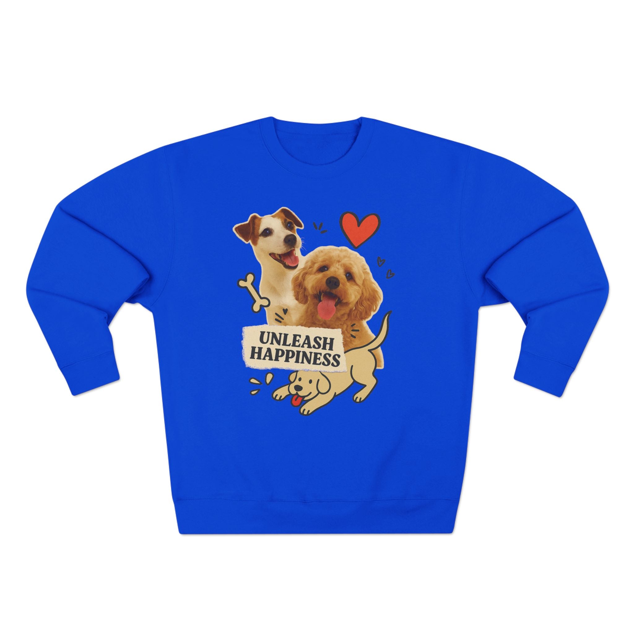 Unleash Happiness Dog Sweatshirt, Funny Pet Lover Gift, Cute Unisex Crewneck, Animal Lover Apparel, Cozy Gift for Dog Owners