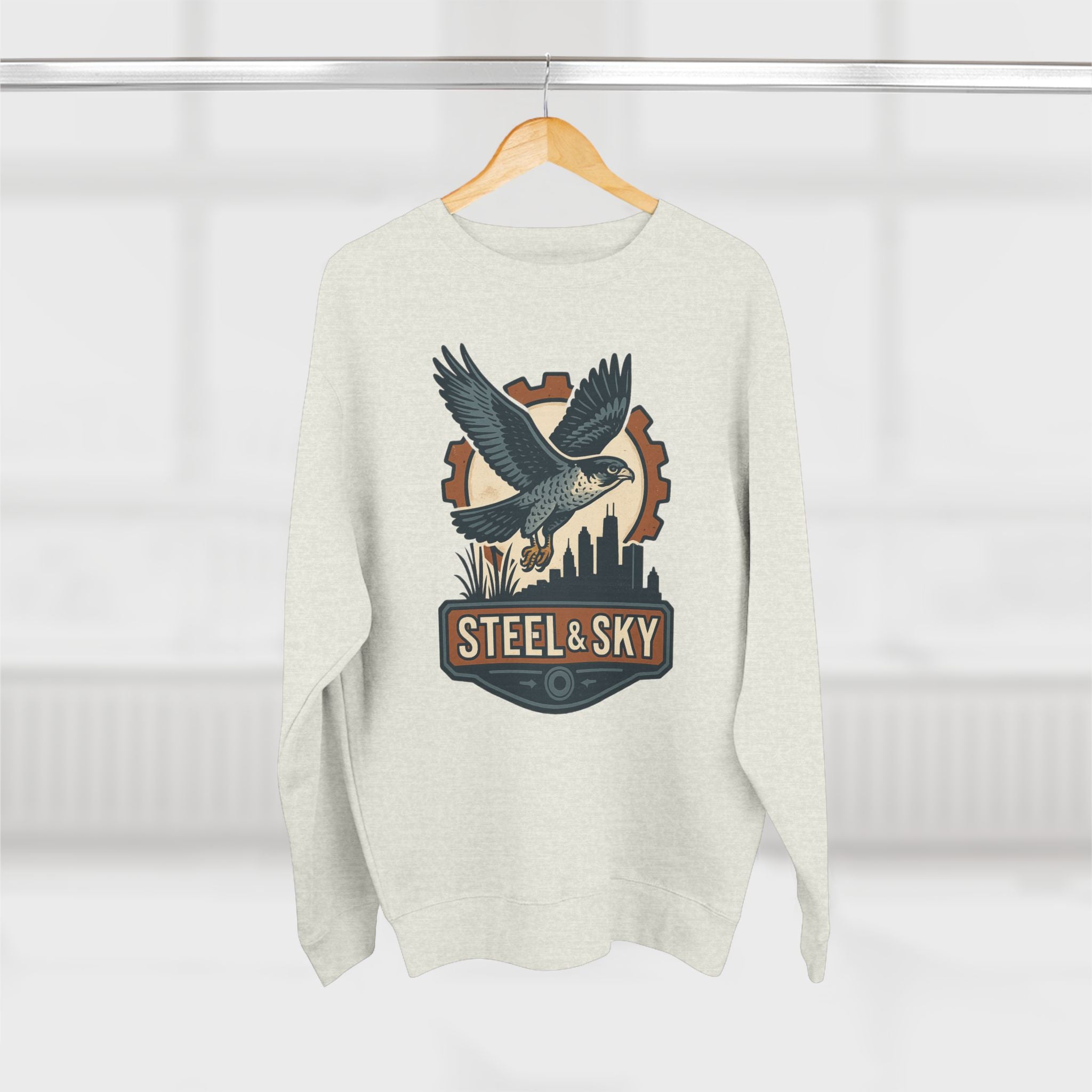 Steel And Sky Unisex Crewneck Sweatshirt - Cozy Fall Wear, Nature Lover Gift, Perfect for Halloween, Casual Comfy Style