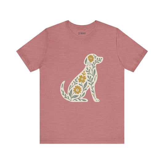 Floral Dog Lover Tee, Pet Shirt, Unisex Animal Tee, Gift for Dog Owners, Eco-Friendly Apparel