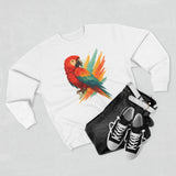 Colorful Parrot Unisex Crewneck Sweatshirt with Back Print, Gift for Bird Lovers, Cute Casual Wear, Artsy Vibe, Ideal for Cozy Days, Birthday Gift