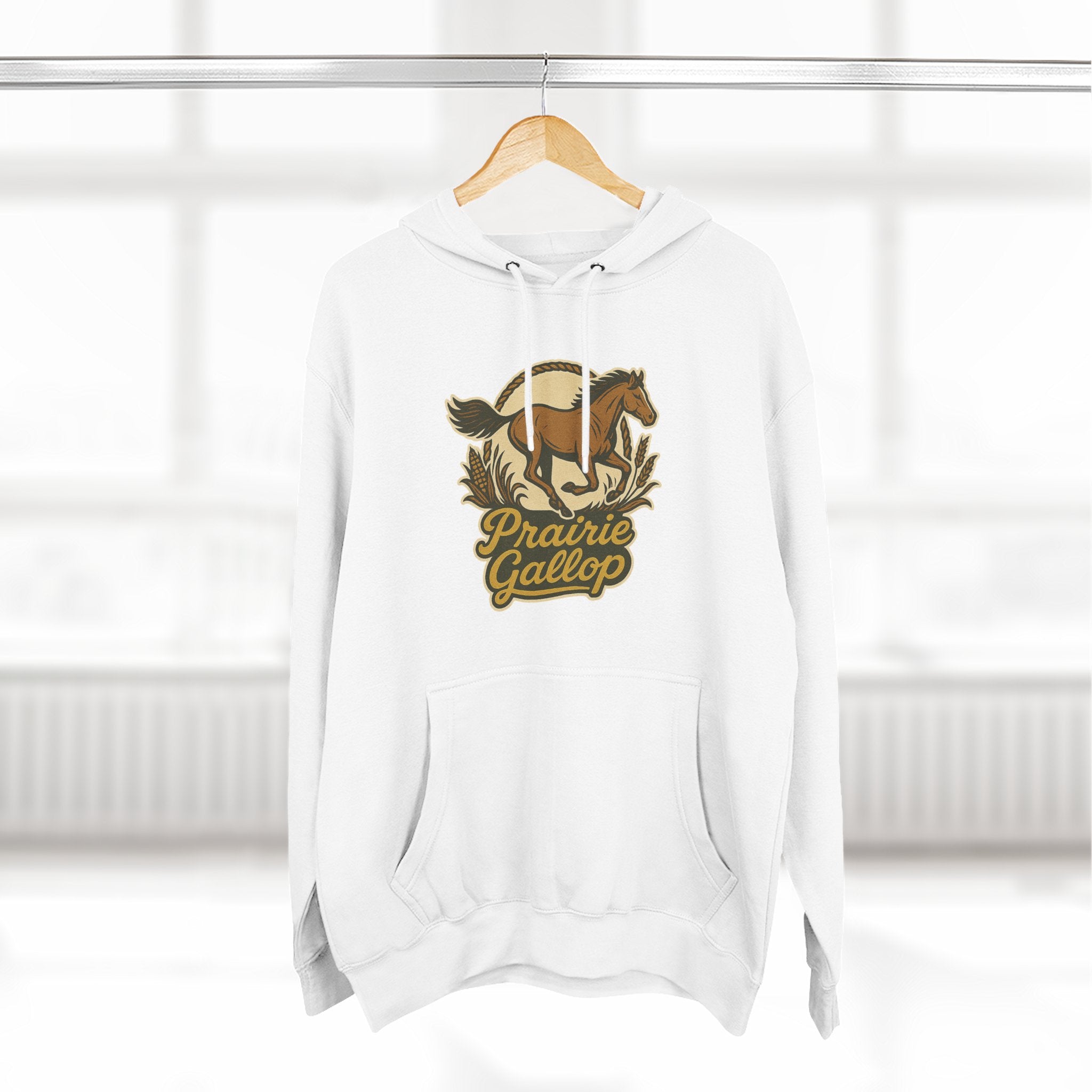 Cozy Horse Fleece Hoodie with Back Print - Cozy Fall Apparel for Outdoor Adventures, Nature Lover Gift, Warm Fall Layer, Perfect for Seasonal Celebrations