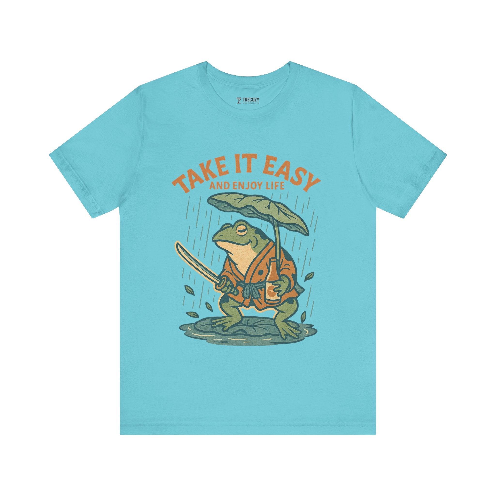 Take It Easy and Enjoy Life – Japanese Ukiyo-e Samurai Frog T-Shirt, Zen Warrior Graphic Tee