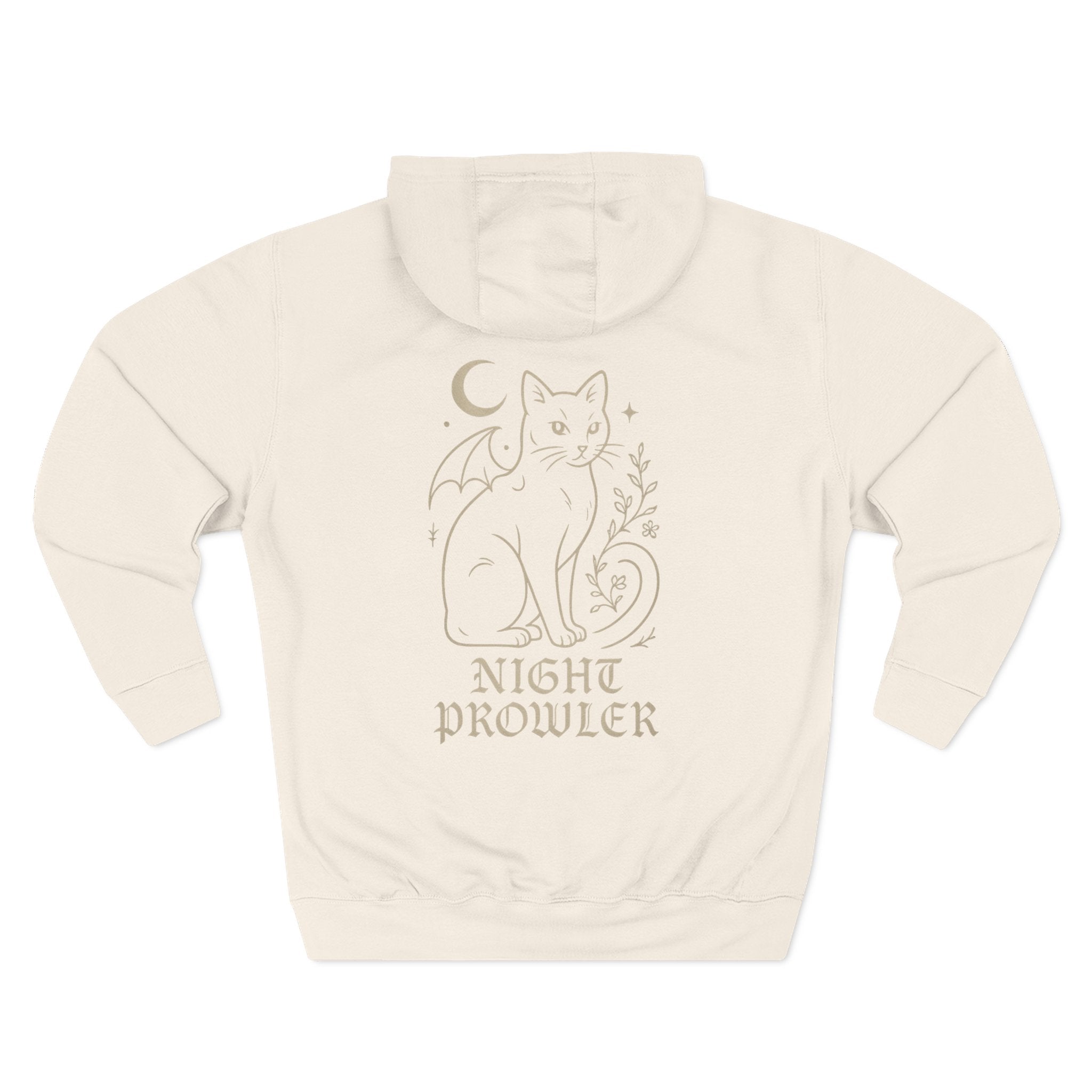 Night Prowler Signature Fleece Hoodie with Back Print - Pet Parent Gift, Cozy Cat Hoodies, Animal Lover Wardrobe, Comfortable Hooded Sweatshirt Musthaves