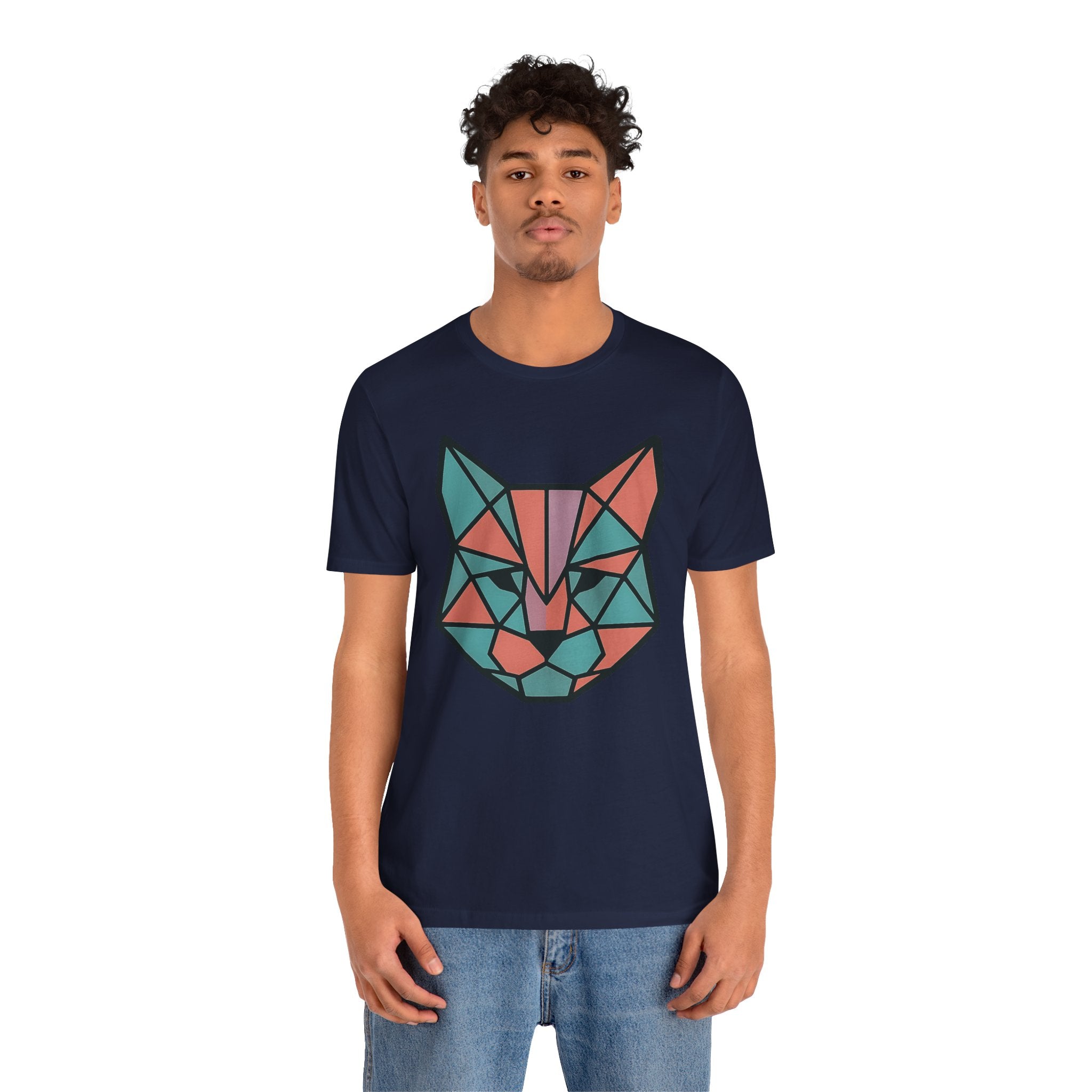 Colorblock Cat Tee, Cozy Cat Lover Shirt, Gift for Pet Owners, Cute Animal Top, Nature Inspired Fashion