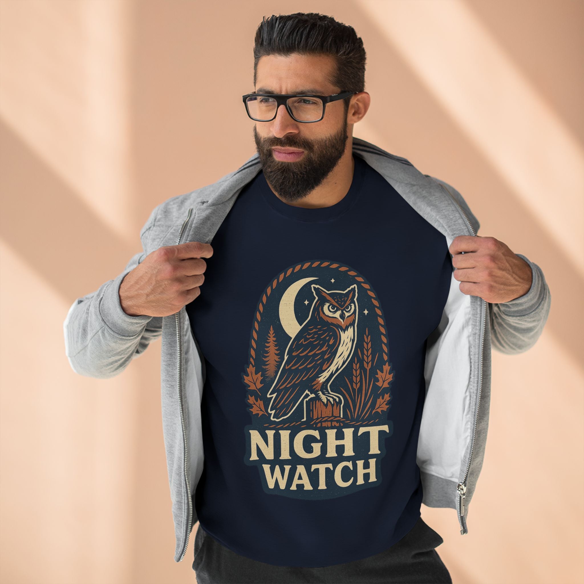 Night Watch Owl Sweatshirt - Unisex Cozy Crewneck, Fall Fashion, Halloween Gift, Nature Lover Apparel, Casual Style