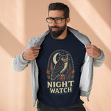 Night Watch Owl Sweatshirt - Unisex Cozy Crewneck, Fall Fashion, Halloween Gift, Nature Lover Apparel, Casual Style