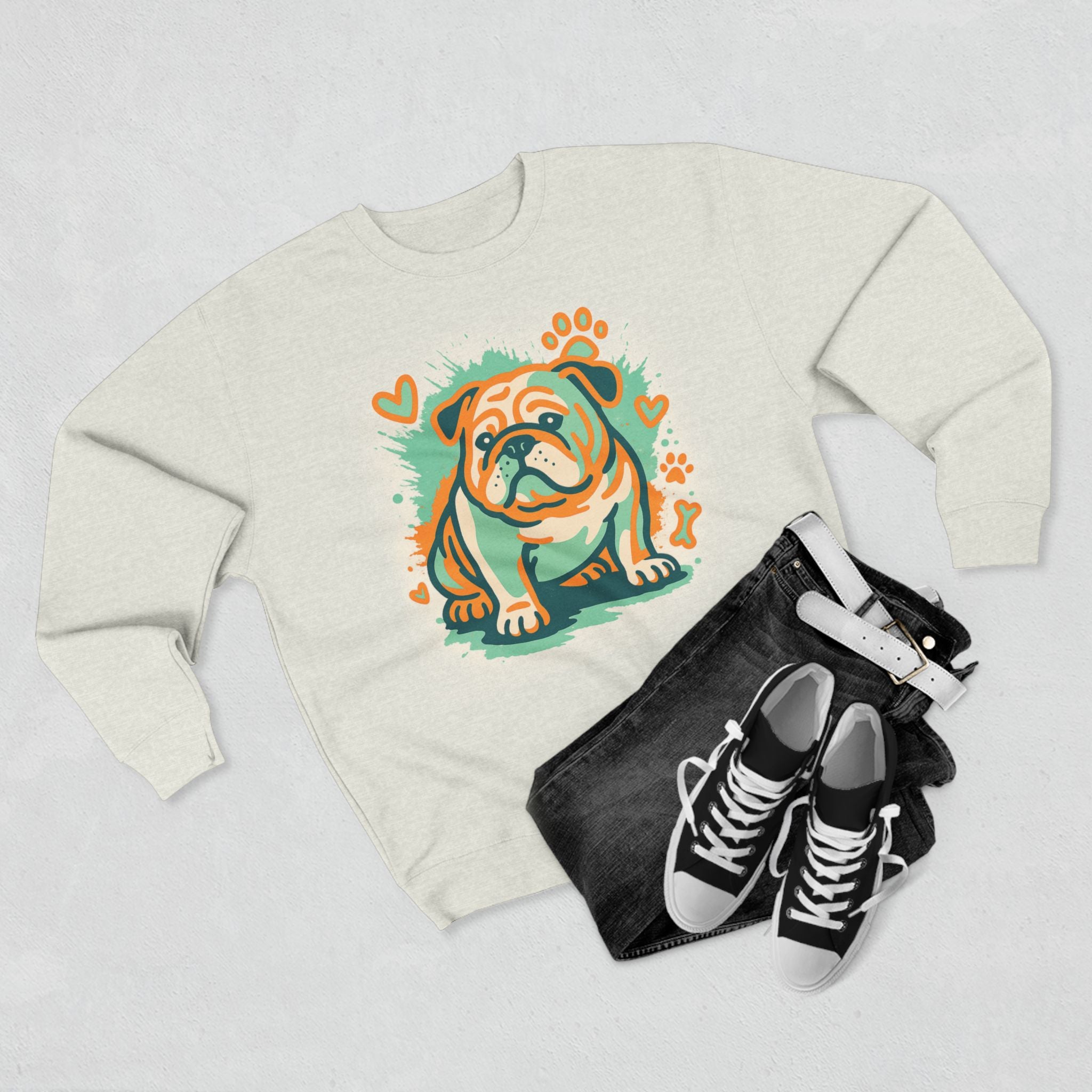 Cozy Bulldog Pet-Themed Crewneck Sweatshirt, Perfect Gift for Dog Lover
