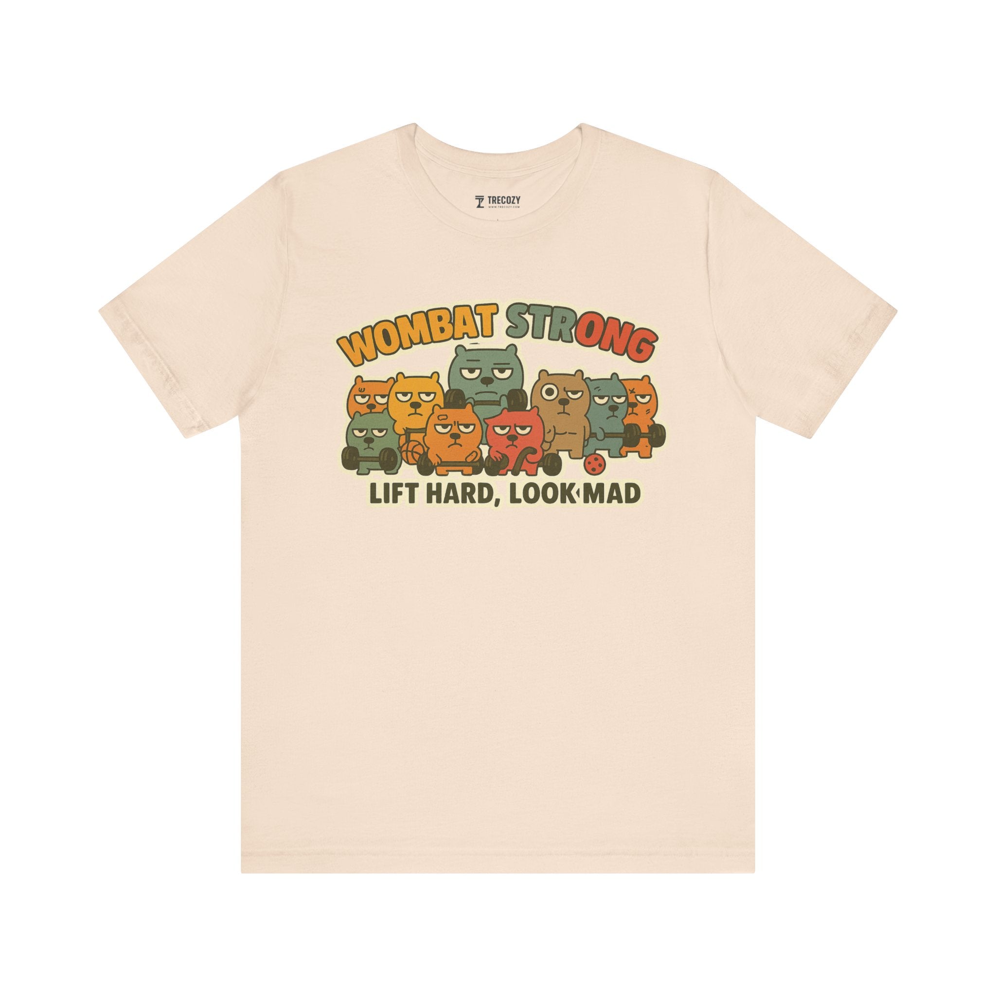 Wombat Strong – Funny Gym Animal T-Shirt, Lift Hard Look Mad Cartoon Graphic Tee