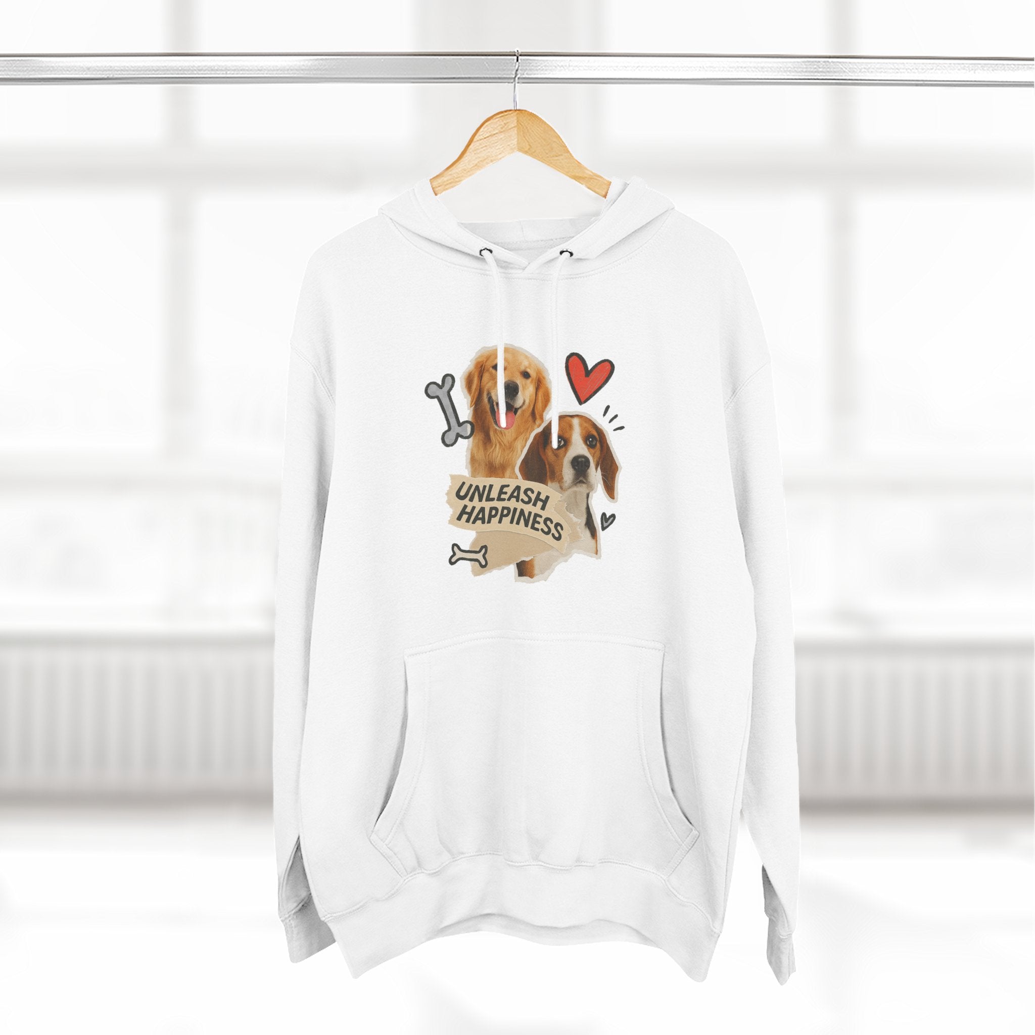 Dog Lover's Fleece Hoodie - Unleash Happiness, Pet Parent Gift, Cozy Dog Sweatshirt, Animal Lover Wardrobe, Comfortable Hooded Sweatshirt