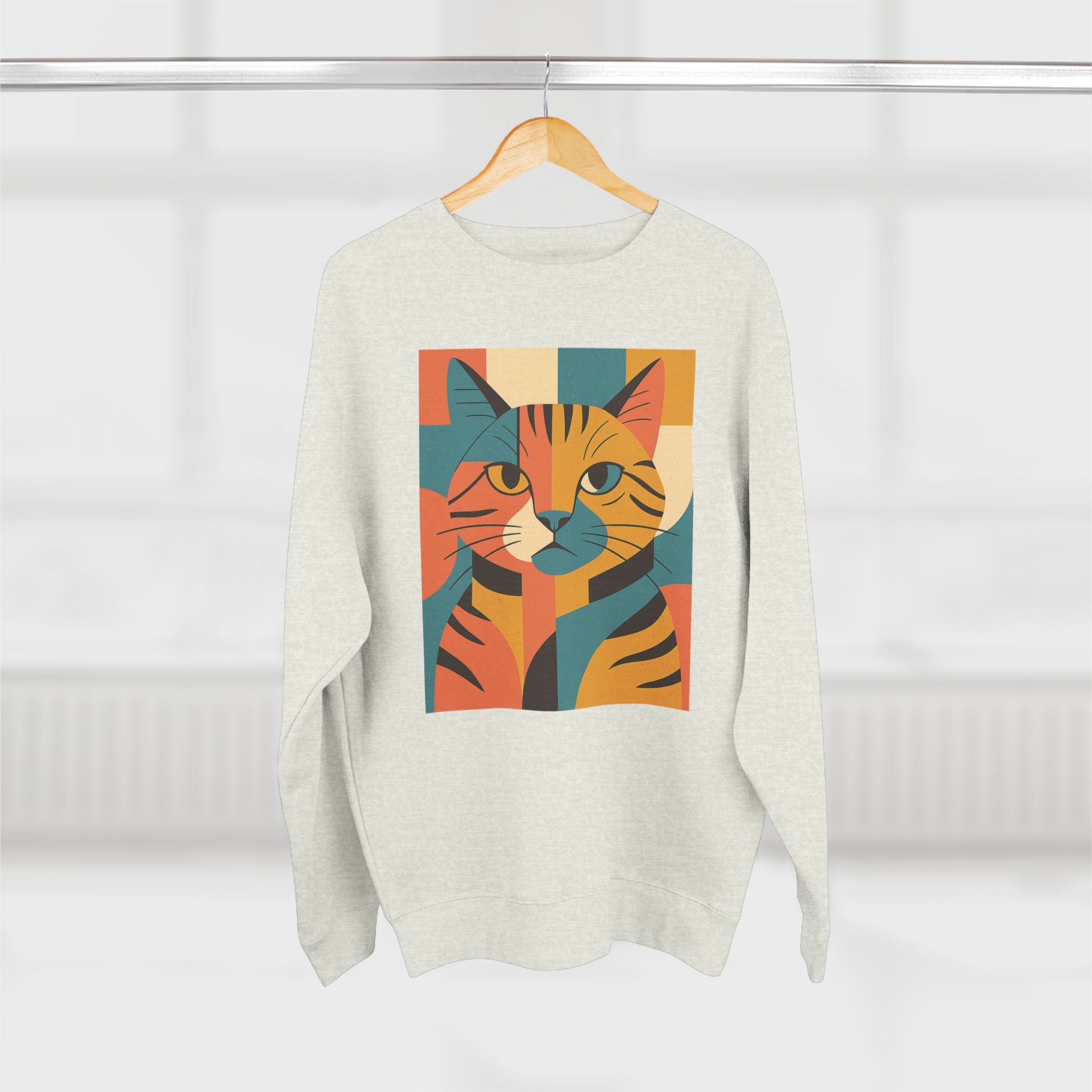 Colorful Cat Unisex Crewneck Sweatshirt, Cat Lover Gift, Cozy Sweater for Pet Owners, Cute Animal Apparel, Perfect for Birthdays, Holidays