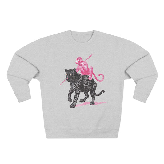 Leopard and Monkey Crewneck Sweatshirt, Cozy Sweatshirt, Nature Lover Gift, Animal Sweatshirt, Casual Wear, Unisex Fashion
