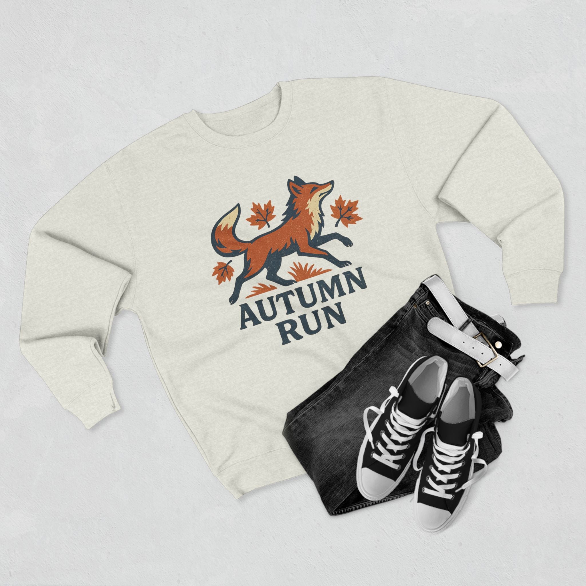 Autumn Run Fox Unisex Crewneck Sweatshirt | Cozy Fall Fashion, Gift for Nature Lovers, Perfect for Outdoors & Running, Seasonal Apparel