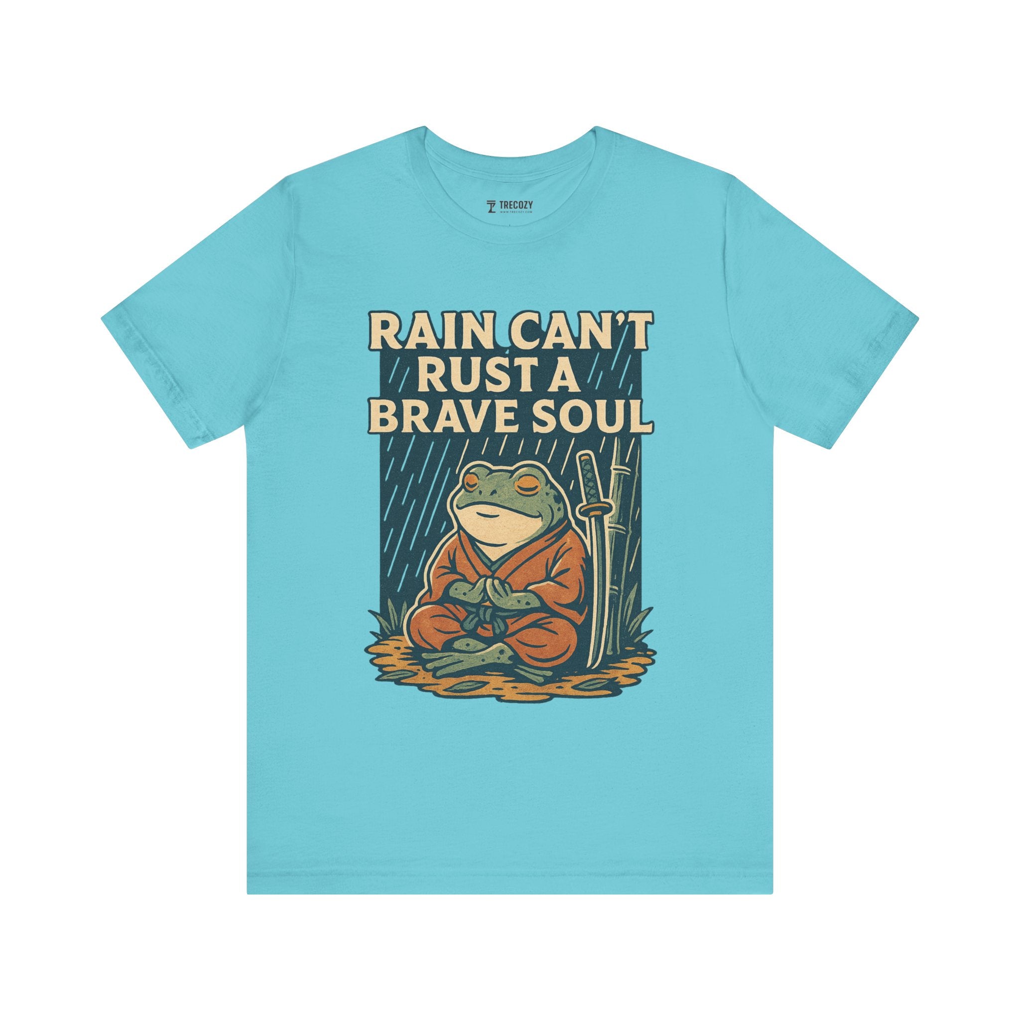 Rain Can’t Rust a Brave Soul – Japanese Ukiyo-e Samurai Frog T-Shirt, Zen Warrior Graphic Tee