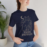 Night Prowler Cat Tee, Cozy TShirt, Gift for Pet Owners, Trending Cute Animal Top, Cute Reptile Tshirt