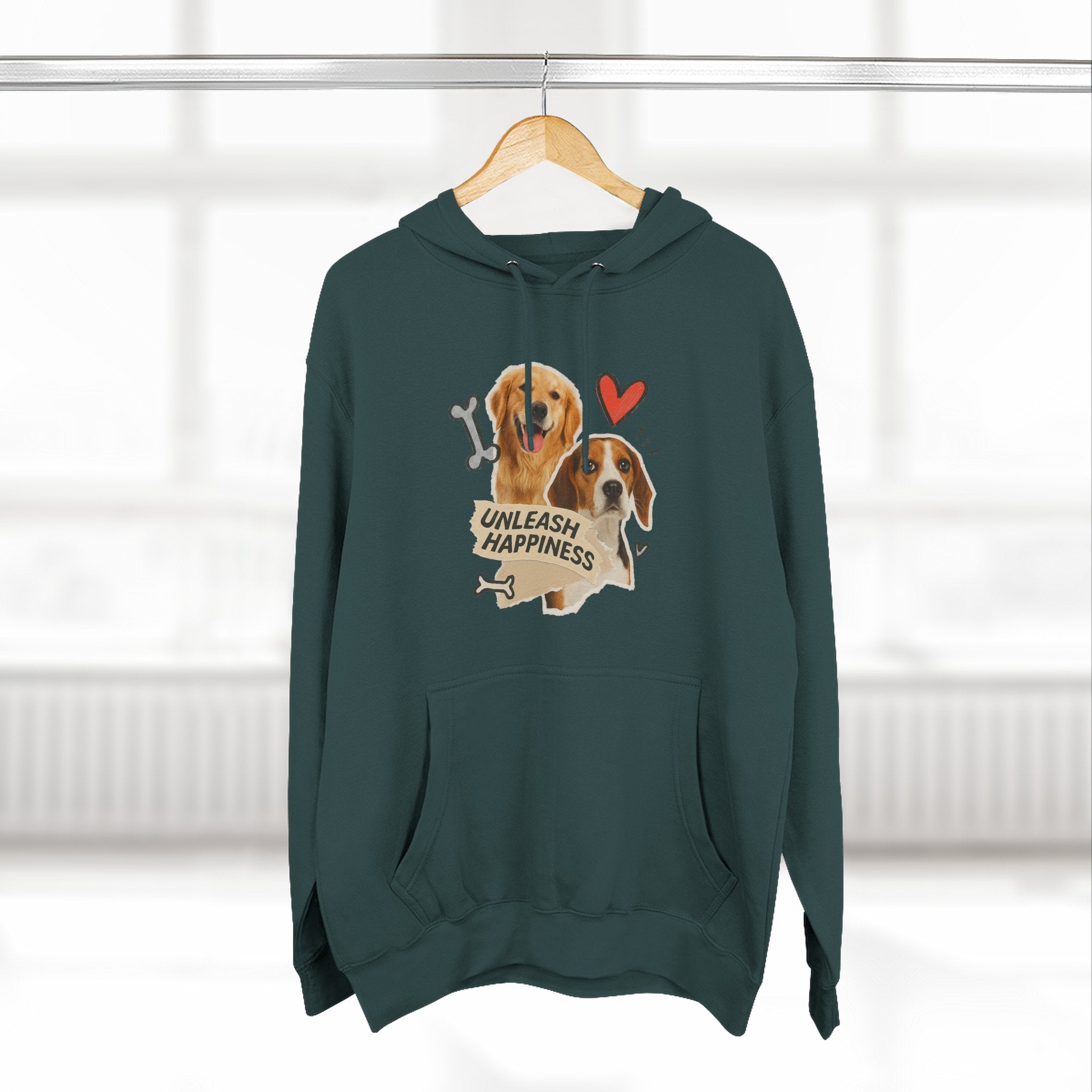 Dog Lover's Fleece Hoodie - Unleash Happiness, Pet Parent Gift, Cozy Dog Sweatshirt, Animal Lover Wardrobe, Comfortable Hooded Sweatshirt