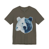 Bear & Fish Duality – Artistic Wildlife Fusion T-Shirt, Nature-Inspired Graphic Tee