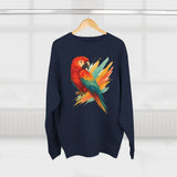 Colorful Parrot Unisex Crewneck Sweatshirt with Back Print, Gift for Bird Lovers, Cute Casual Wear, Artsy Vibe, Ideal for Cozy Days, Birthday Gift