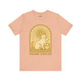 Purr More Stress Less Cat Tee, Cozy Cat Lover Shirt, Gift for Pet Owners, Cute Animal Top, Cat with Coffee