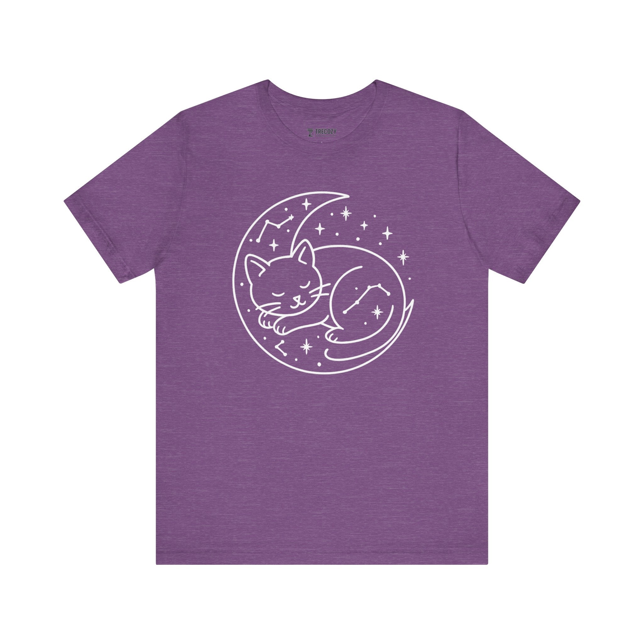 Cozy Cat Moon T-Shirt - Relaxed Tee for Cat Lovers, Perfect Gift for Birthdays, Holidays, or Casual Wear, Soft Cotton Top, Animal Lovers Tee