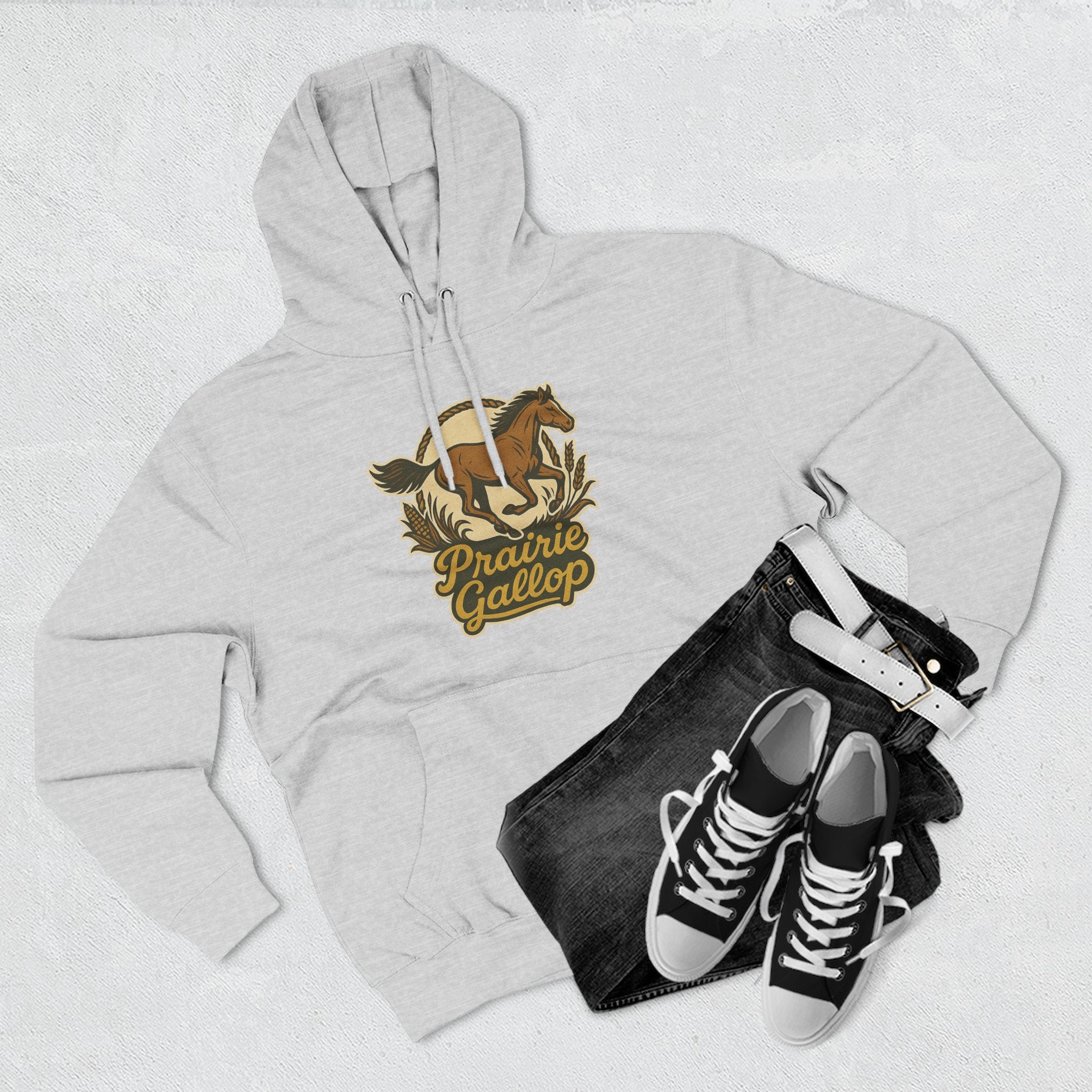 Cozy Horse Fleece Hoodie with Back Print - Cozy Fall Apparel for Outdoor Adventures, Nature Lover Gift, Warm Fall Layer, Perfect for Seasonal Celebrations