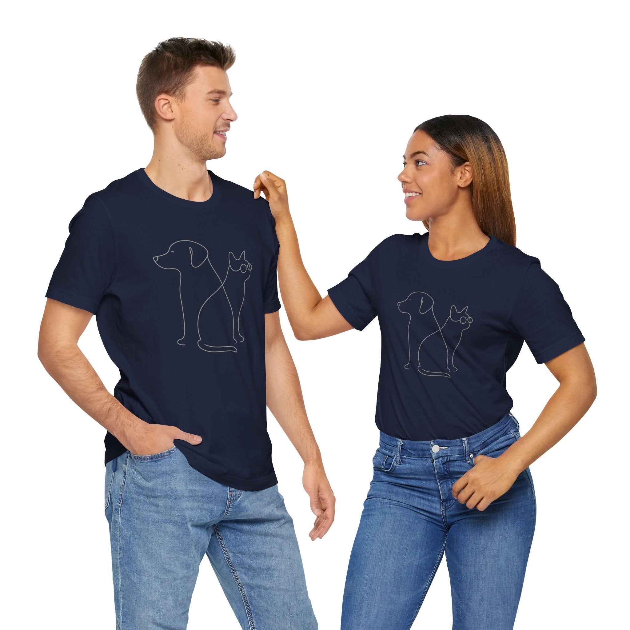Cute Pet Outline Unisex Tee, Dog Lover Gift, Cat Mom Shirt, Animal Lover Apparel, Everyday Casual Wear, Animal Adoption Awareness