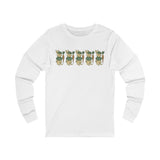 Unisex Jersey Long Sleeve Tee with Playful Rabbit Design, Cute Gift for Nature Lovers, Perfect for Spring Outings, Eco-Friendly Fashion