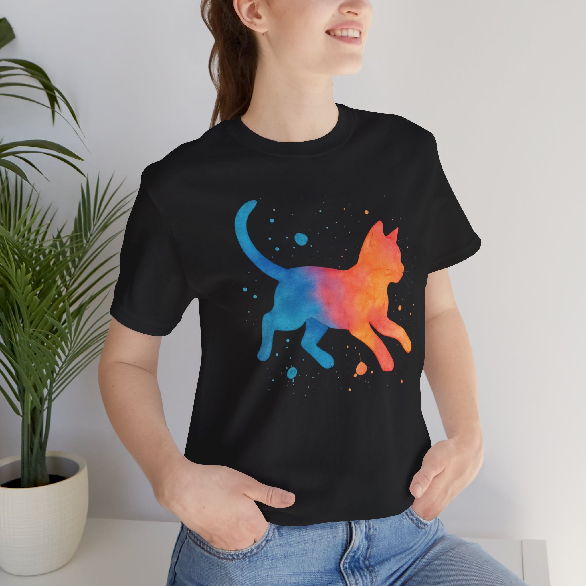 Colorful Cat Tee, Cozy Cat Lover Shirt, Gift for Pet Owners, Trending Cute Animal Top