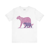 Leopard & Bear Duo – Artistic Wildlife T-Shirt, Bold Pink & Purple Animal Graphic Tee, Nature-Inspired Graphic Tee