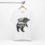 Bear & Fish – Nature T-Shirt, Artisan Wildlife Graphic Tee, Bear Graphic T-Shirt, Wildlife Lover Shirt