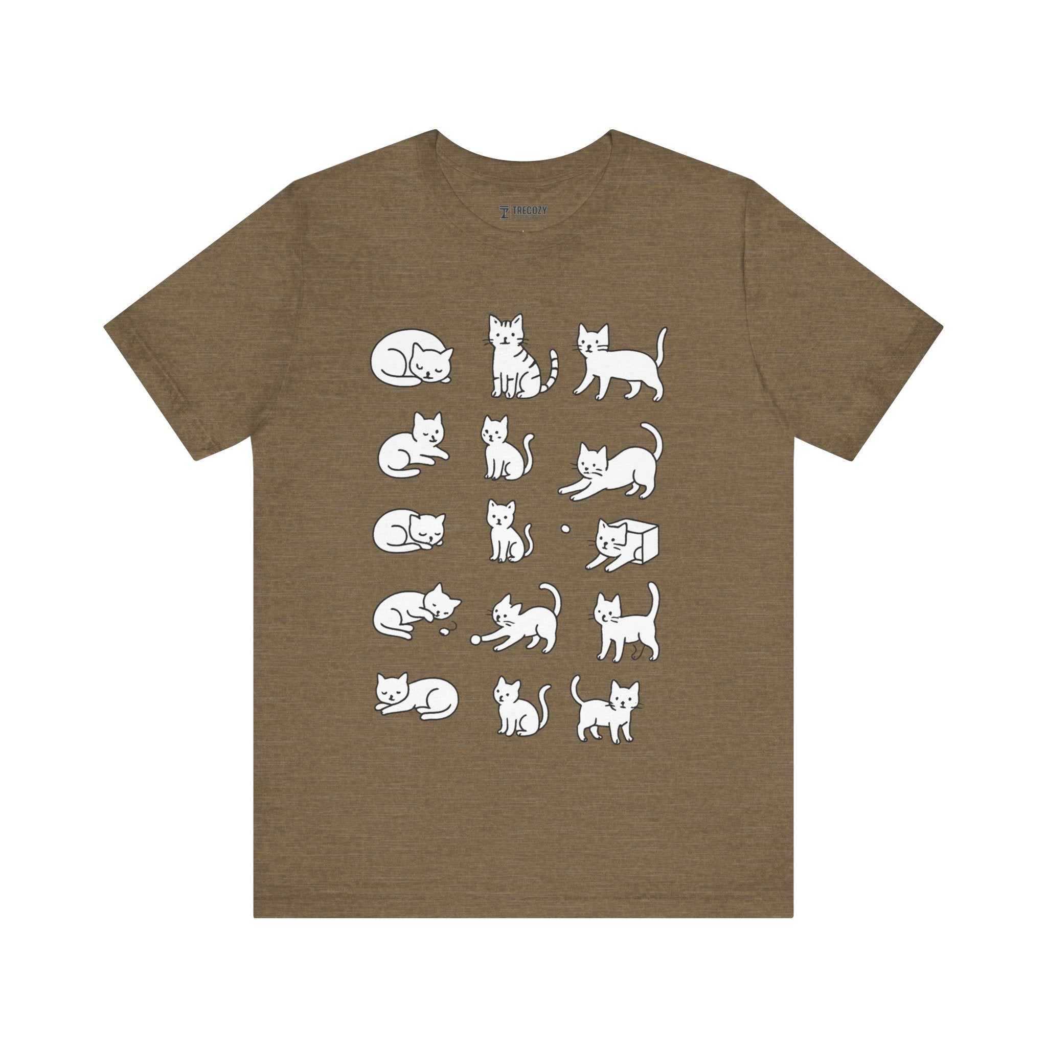 Multiple Cats Playing Tee, Cozy Cat Lover Shirt, Gift for Pet Owners, Cute Animal Top, Cat with Flowers