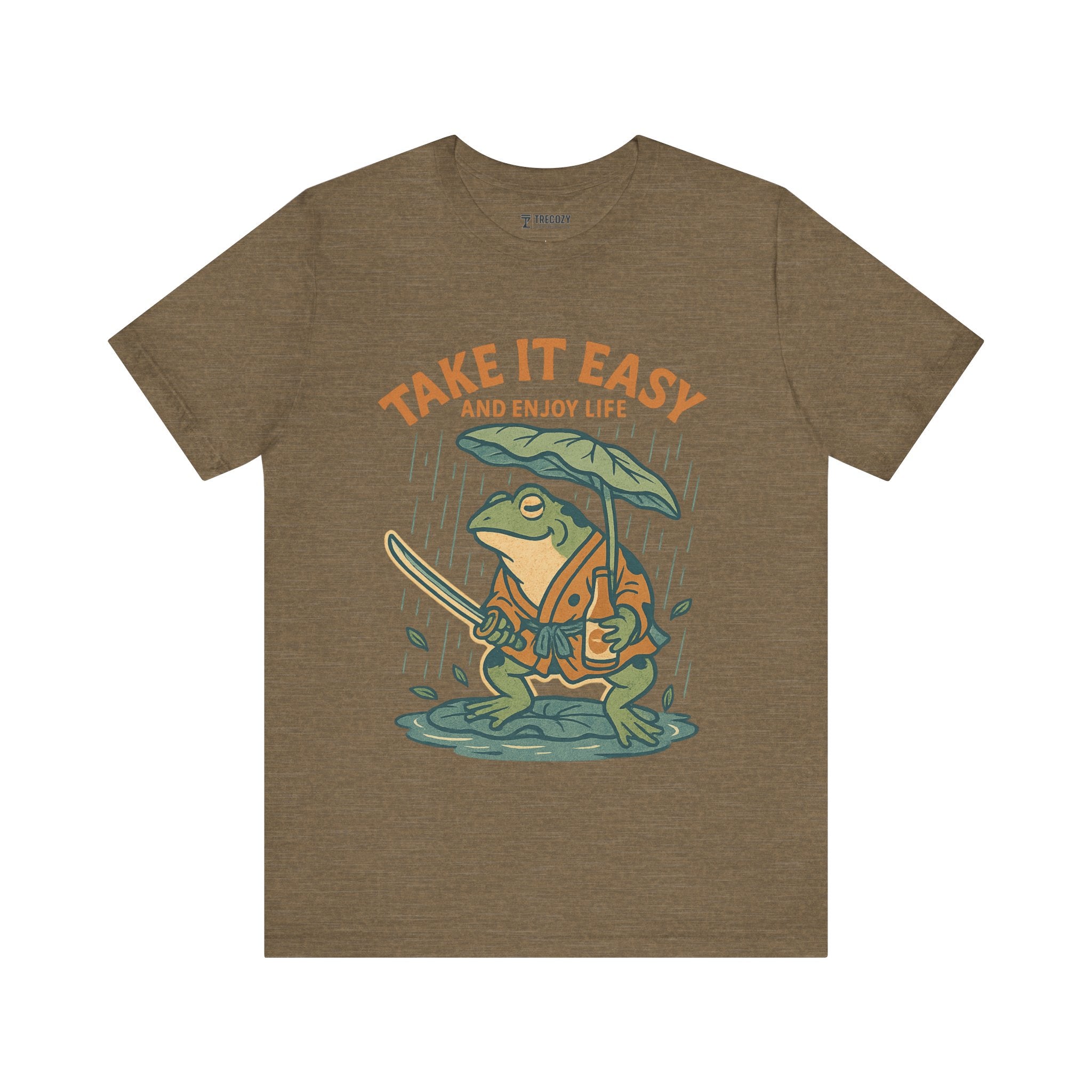 Take It Easy and Enjoy Life – Japanese Ukiyo-e Samurai Frog T-Shirt, Zen Warrior Graphic Tee