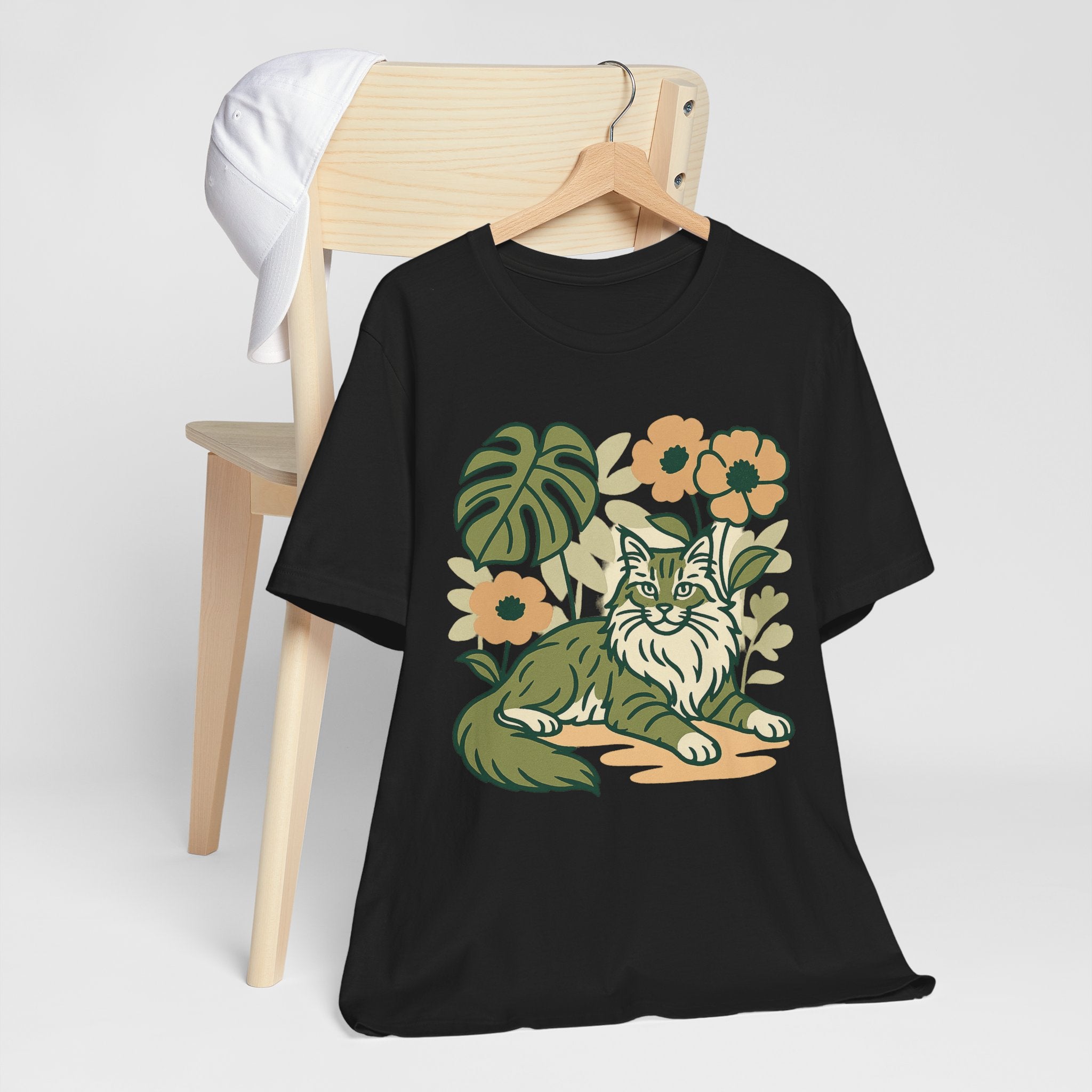 Cat with Plants Tee, Unisex Graphic Shirt, Pawsome Travel Shirt, Pet Lover Gift, Outdoor Adventure Apparel